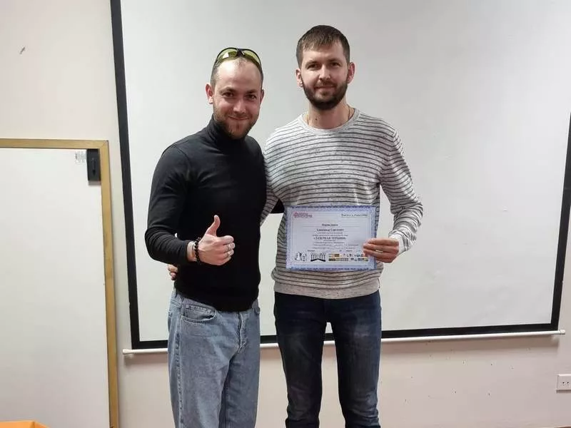 Участники занятия по лазерной терапии.